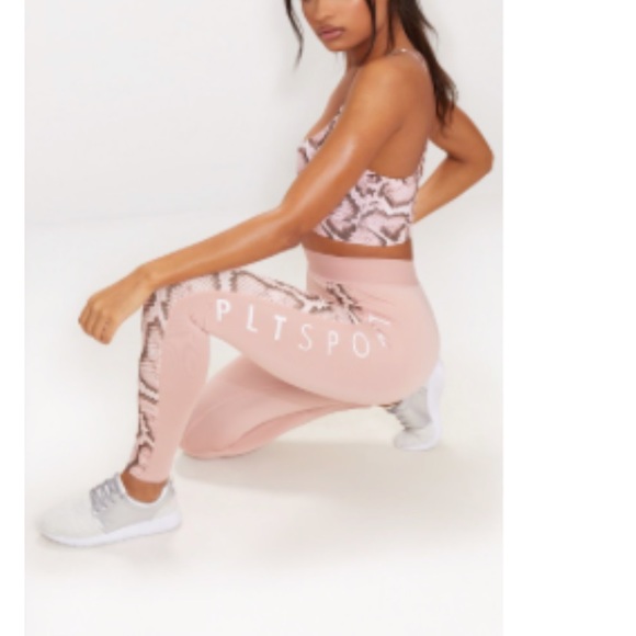 PrettyLittleThing Other - Pink Snakeskin Sports Bra